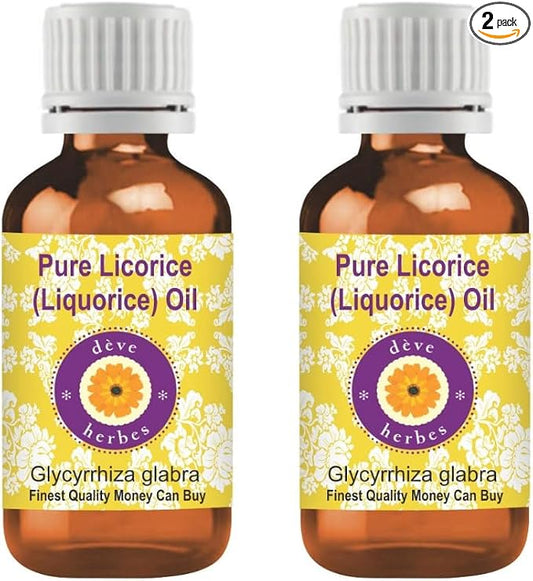 Deve Herbes Liquorice Oil (Glycyrrhiza glabra) | Infused | Pure | Non-Sticky | Lightweight | for Facial Care | Men & Women | 10ml X 2 (0.66 oz)