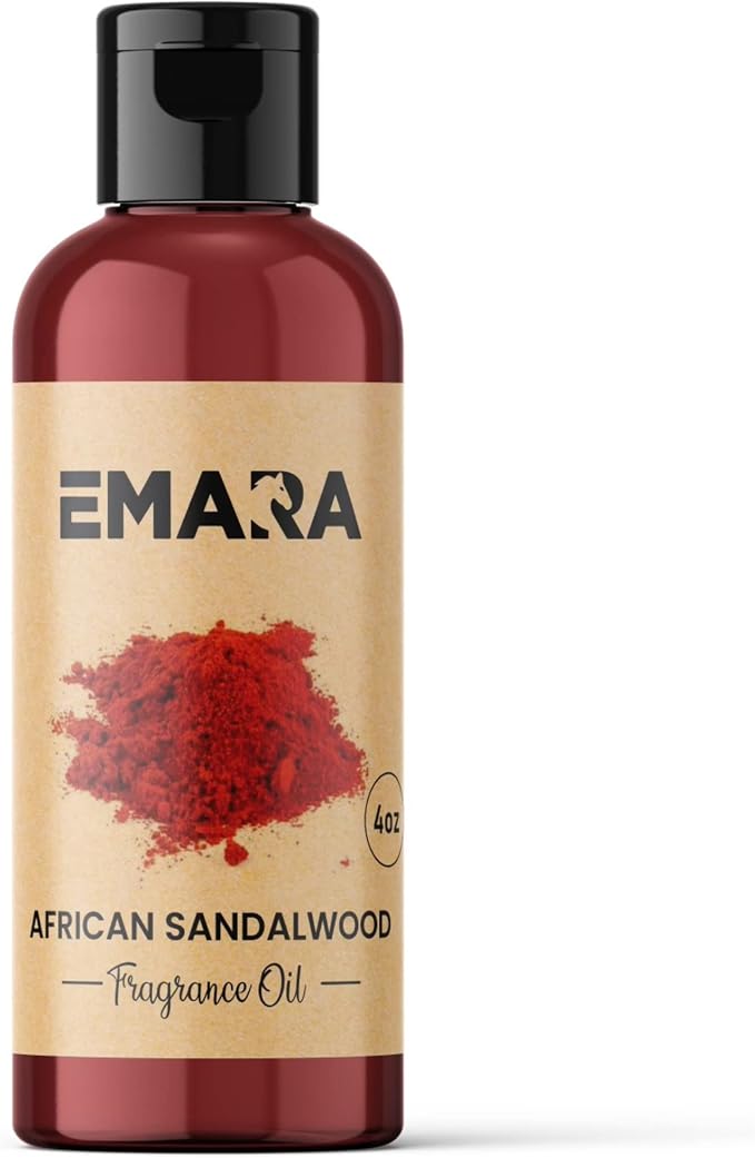 EMARA All Natural Earthy African Sandalwood Essential Oil for Diffusers, Skin Care, Aromatherapy Fragrance Oil, Organic Therapeutic Grade 4 fl oz