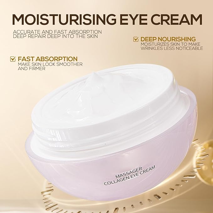 Massage Eye Cream for Dark Circles and Wrinkles, Massaging the Eyes to Promote Rapid Absorption, Firm and Smooth of Fine Lines, Moisturizing, Tired Eye Refreshment