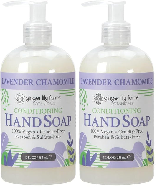 Ginger Lily Farms Botanicals Conditioning Liquid Hand Soap Refill, 100% Vegan & Cruelty-Free, Lavender Chamomile Scent, 12 Fl Oz (Pack of 2)
