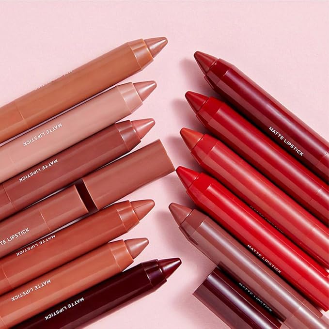 BINGBRUSH Crayon Matte Longwear Lipstick Pack Set,Moisture Smooth Color Stick Ultimate Lip Crayon for Makeup Collection - Waterproof Velvet Lipgloss (2pcs 05#&09#, 2 Count (Pack of 1))
