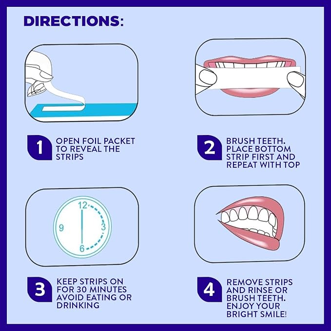 Active Wow 24k White Teeth Whitening Strips - Sensitive Teeth Whitening - 21-Day Kit, 42 Whitener Strips