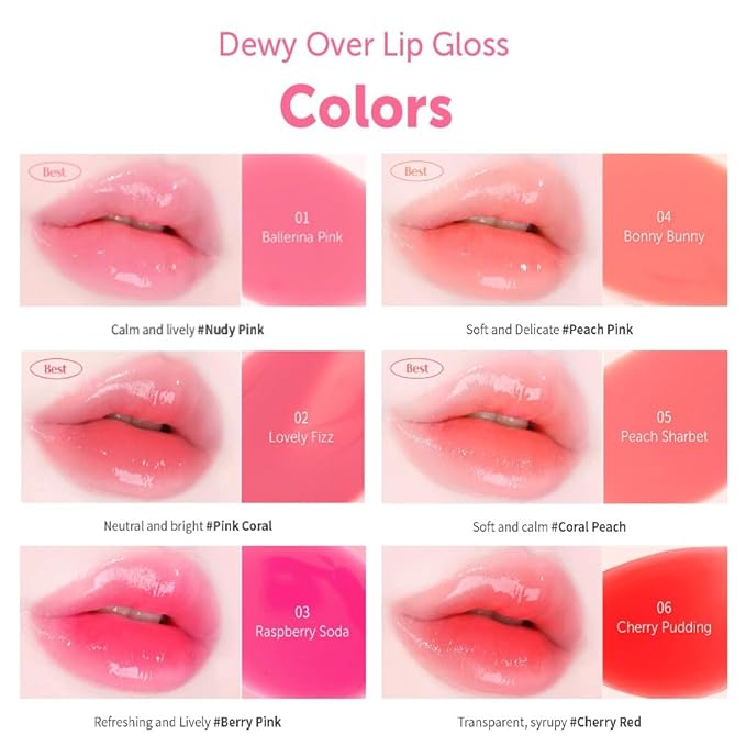 MQNY(MACQUEEN NEWYORK Dewy Over Lip Gloss 3g (#06 Cherry Puding, Cherry Red)