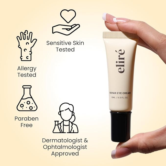 Eliré Repair Eye Cream - Restores and Strengthens Delicate Under-Eye Skin - With Ceramides and Caffeine - Reduces Fine Lines, Wrinkles and Puffiness - Fast-Absorbing - Dermatologist-Tested - 15ml
