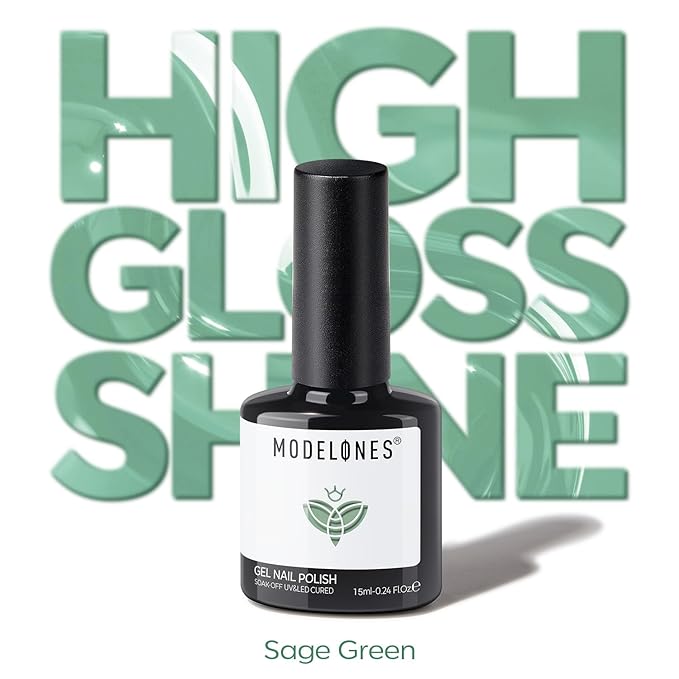 modelones Green Gel Nail Polish Sage Green Gel Polish Easter Nail Poish Soak Off Pastel U V Nail Design Salon DIY Manicure 15 ML
