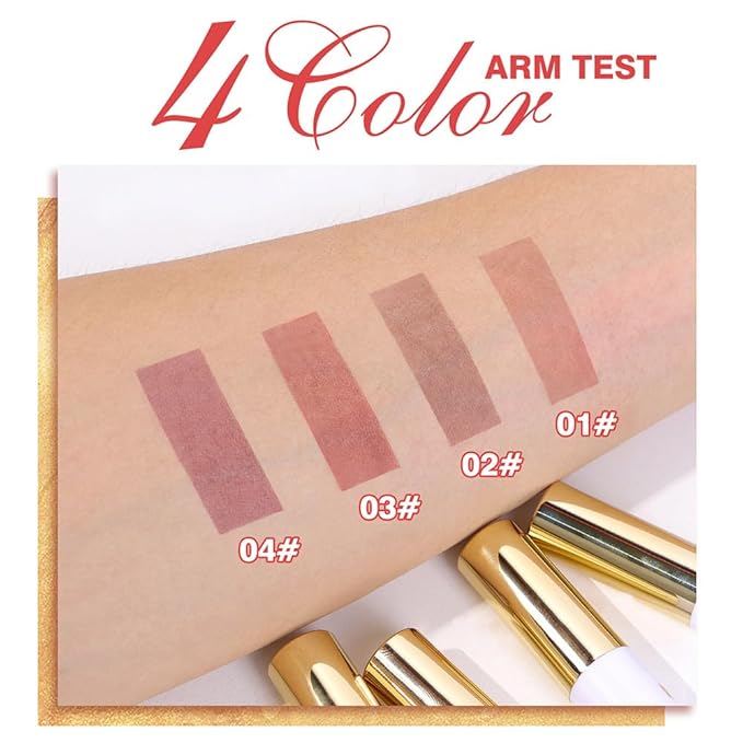 Brownish Red Liquid Matte Lip Liner Stain Peel Off with Tweezer, Long Lasting, Waterproof New Gold Matte Lipstick Lip Gloss Tattoo for Women, Smudge-proof Non-Stick Cup Lip Tint Makeup 02#
