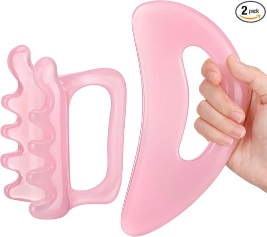 ProSuites 2Pack Fascia Massage Tool,Fascia Blaster for Cellulite Release Pink Resin Body Gua Sha Tool for Waist,Back,Legs,Face