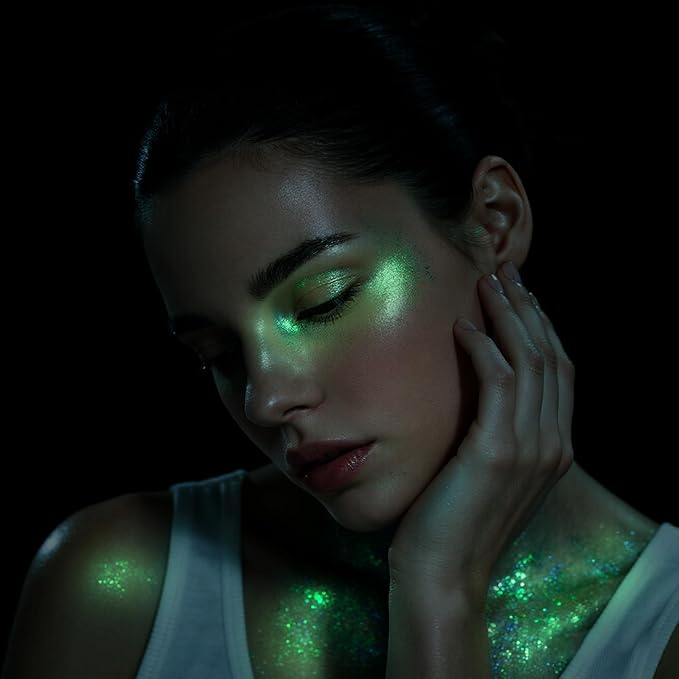 6 Colors Glow in The Dark Glitter Gel for Face Body and Hair, UV Black Light Makeup Glitter Gel for Raves Festivals Party Halloween (Type 1)