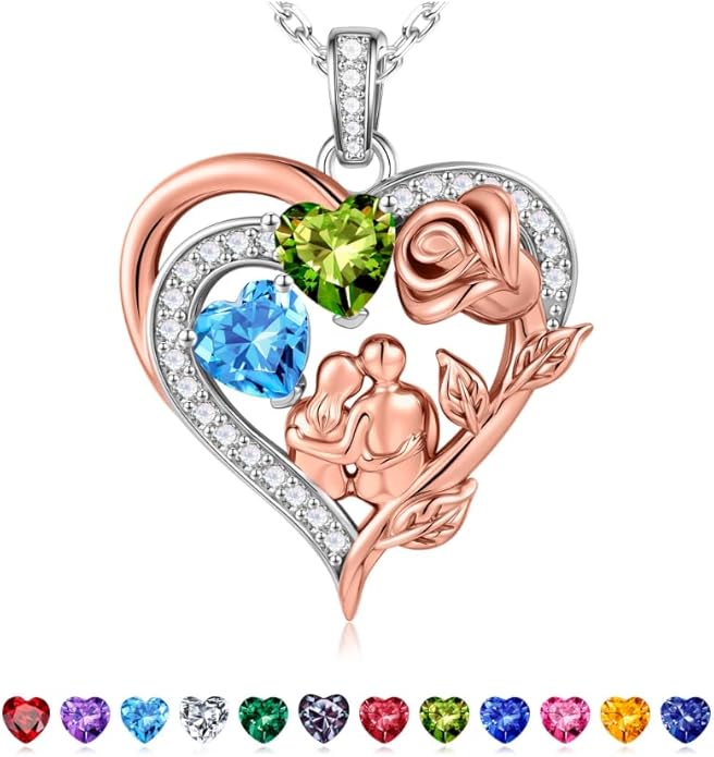 Iefil Valentines Day Gifts for Her - 925 Sterling Silver Birthstone Necklace for Women, Anniversary Birthday Gifts for Wife Girlfriend Mom