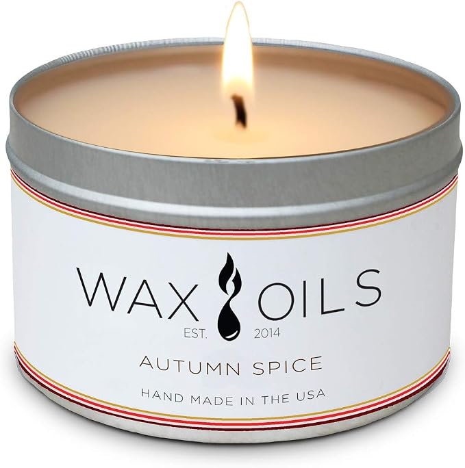 Wax and Oils Soy Wax Aromatherapy Scented Candles (Autumn Spice) 8 Ounces. Single
