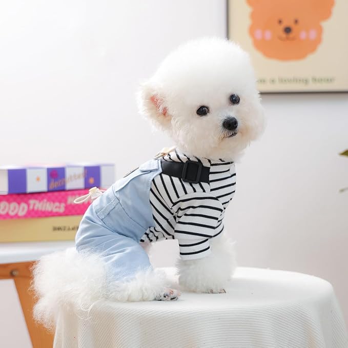 Dog Stylish Overalls Comfortable One Piece Puppy Outfits Summer Bib Overalls for Small Dogs Cute Pet Jumpsuit Onesie Chihuahua Yorkies Birthday Holiday Clothes Costume
