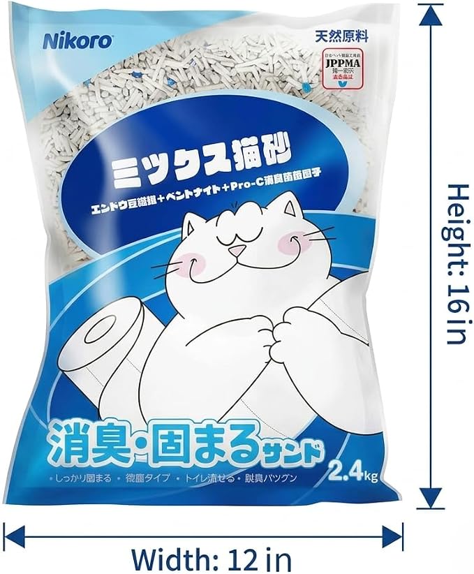 NIKORO Tofu Cat Litter,Strong Clumping Cat Litters,11 lbs(5.29 lbs×2Bags) | Odor Control and Unscented Ultra Absorbent Water Flushable Tofu Cat Litter,Dust Free Scent Free