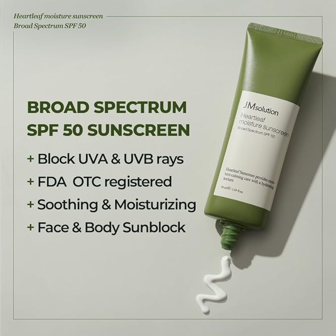 JMsolution Heart Leaf Skin Care Bundle Sunscreen SPF 50, Cleansing Oil with with Heart Leaf & Centella Asiatica