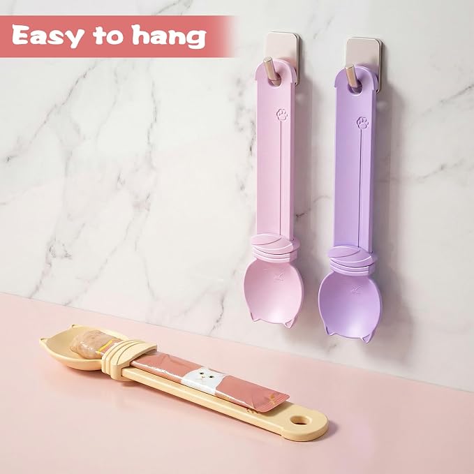 3PCS Cat Treat Spoon Lickable Cat Treat Dispenser Cats Strip Feeder Spoons for Wet Food and Liquid Snack Cats Food Dispenser for Puppies Small Pets