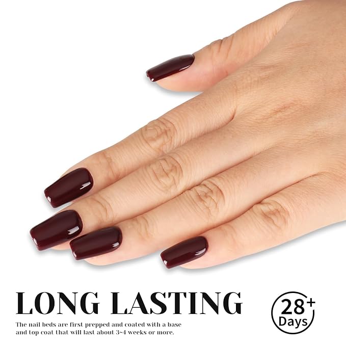 Maroon Dark Red Gel Nail Polish, 0.51 Fl Oz UV/LED Soak Off Burgundy Red Gel Polish for Manicure Salon or Nail Art Starter,Fall Winter Christmas Color - GP0052