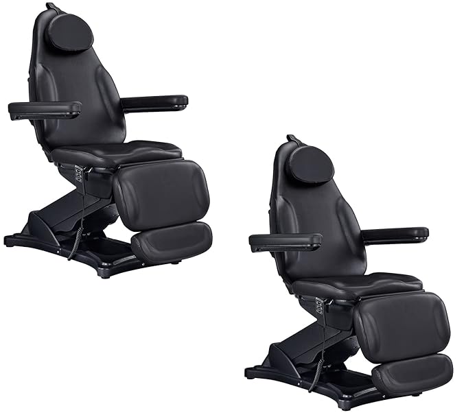 Dir Facial Beauty Bed Medical Aesthetic Tattoo Procedure Bed 3 Motor Electrical Medical Examination Chair Bellucci - 2 Pack Black