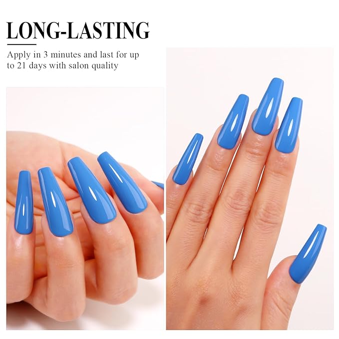Imtiti Blue Gel Nail Polish, 0.5 Fl Oz Royal Blue Soak Off LED UV Polish for Spring Summer DIY Nail Art Starter Manicure Salon Kit
