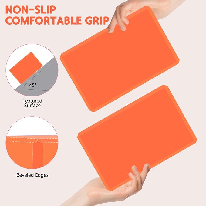 Yoga Block - Supportive Latex-Free Eva Foam - Soft Non-Slip Surface with Beveled Edges for Yoga, Pilates, Meditation - Yoga Accessories for Stability, Balance, Deepen Stretches
