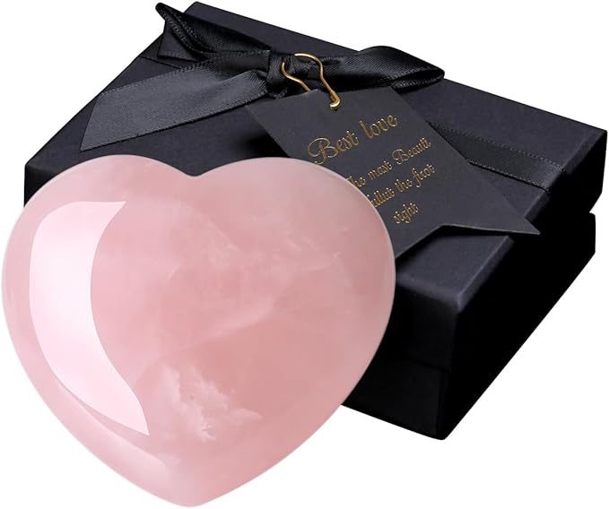 MAIBAOTA 60 mm Rose Quartz Crystals Heart Stone Valentines Anniversary Day Gifts for Her Women Crystal Gifts for Women Natural Reiki Gemstone Polished Heart Shaped Rocks Meditation