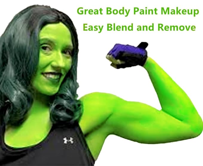 Go Ho Light Green Face Paint Stick,Green Accessories,Water Based Cream Body Paint Washable,Highly Pigmented,Smooth and Safe for Skin,Halloween Cosplay SFX Makeup