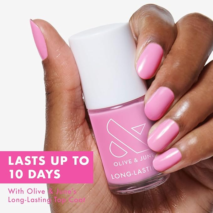 Olive & June Long Lasting Nail Polish | Spring Pastel Nails | Plump Gel-Like Finish No Lamp Needed | Lasts up to 10 days | Salon-Quality 15-Free Vegan & Cruelty-Free Chip-Resistant | JM Pinky Lavender