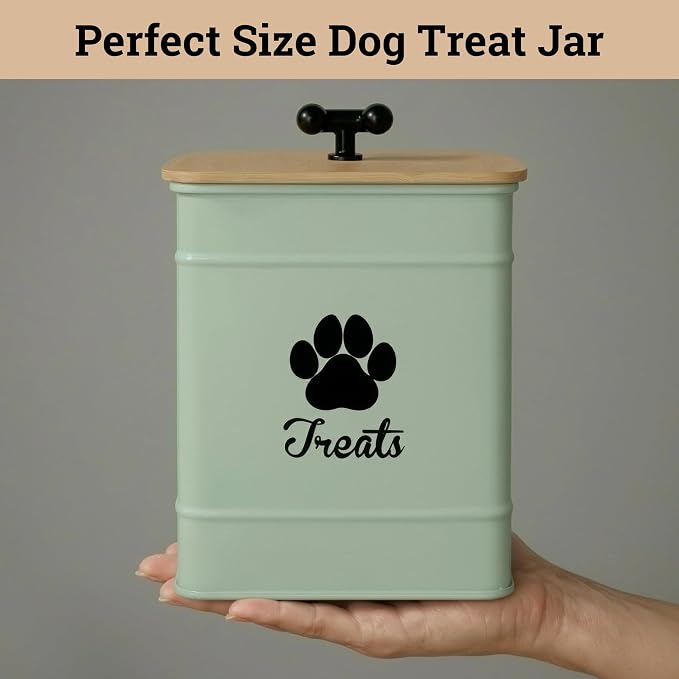 Dog Treat Container Airtight, 6"W x 8"H, Powder Coated, 12 Cup Capacity