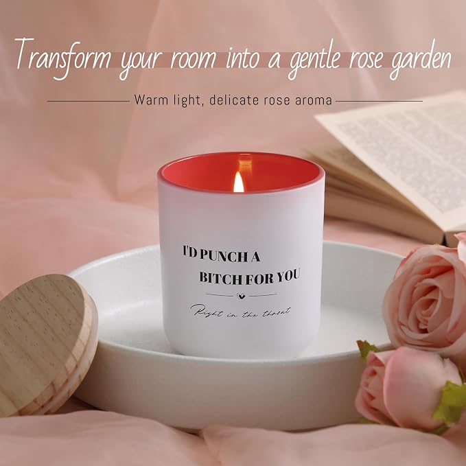 HAVITI Galentines Valentines Day Gifts for Women, Rose Scented Candles 8oz, Jar Candles 40H Soy Wax Candle Birthday Gifts Her Mom Mothers Day Best Friend Bridal Shower Friendship Gift