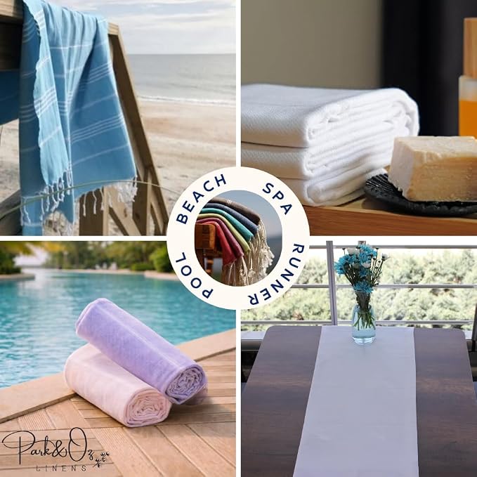 PARK & OZ Turkish Beach Towel – Oversized 100% Cotton Quick-Dry & Sand-Free Blanket 72x40 – Ultra-Absorbent, Lightweight & Compact Pool Towel for Beach, Travel, Spa, Gym, Camping & Home (Teal)