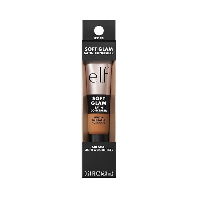 e.l.f. Soft Glam Satin Concealer, Medium Coverage For Blemishes & Under-Eye, Crease-Resistant, Long Lasting, Vegan & Cruelty-Free, 45 Tan Warm