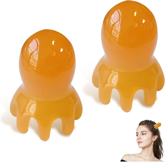 NIIIYTYB 2Pcs Head Massage Tool Scalp Massage Tools Hair Comb Scalp Scraper Tool Chinese Head Spa Tools for Deep Relaxation Massager Tool Full Body 8 Legged Acupressure Massager Yellow