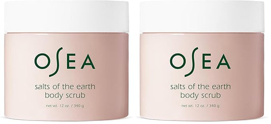 OSEA Salts of the Earth Body Scrub 12 oz - Pink Himalayan Salt Scrub - Gentle Body Exfoliation Skincare - Ideal Spa Gift for Pampering - Clean Beauty & Vegan Body Care (Pack of 2)
