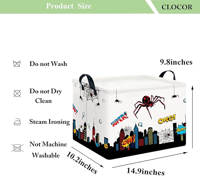 CLOCOR Rectangular Storage Basket Empty,Gift Basket,Waterproof Storage Bin with Handles,Room Decor(City Web)