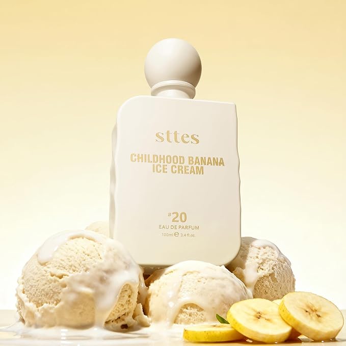 Sttes Perfume #20 for Women – Childhood Banana Ice Cream Eau de Parfum, The Exact Sweetness You Remember: Ripe Banana, Vanilla Ice Cream & Caramel Crunch, Long-Lasting Sweet Gourmand Fragrance, 100ml