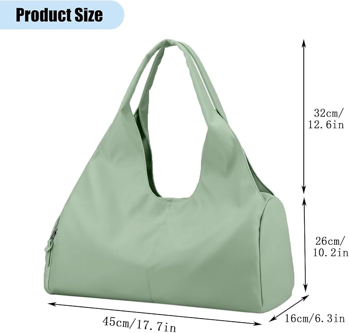 Forestfish Yoga Gym Bag For Women With Shoes Compartment & Wet Dry Storage Pockets Lightweight Duffel Bag, Green