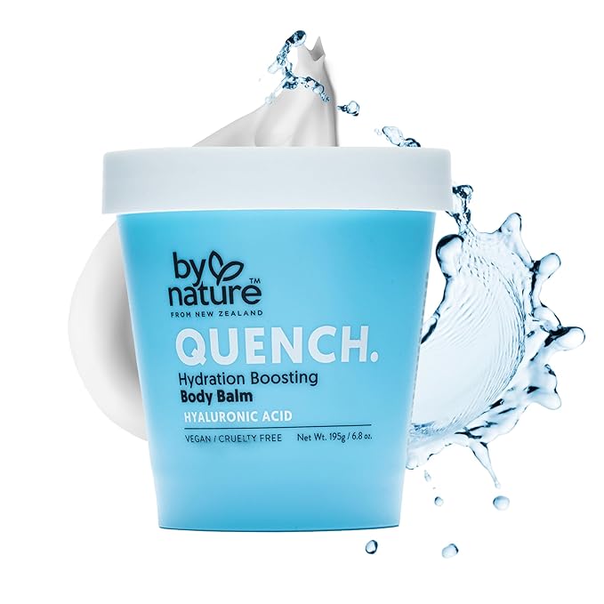 By Nature Quench Hyaluronic Acid Body Balm - Deep Hydration Moisturizer with Shea Butter & Kawakawa - Ultra Nourishing Body Cream for Dry Skin - Natural from New Zealand - 6.8 oz