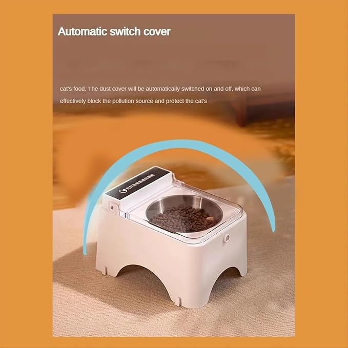 Cat Feeder Automatic, Dustproof Wireless Infrared Sensor Flip Top Kitten Food Bowl, Smart Cat Bowl with Infrared Sensor Automatic Lid, for Cats and Dogs Food Dispenser