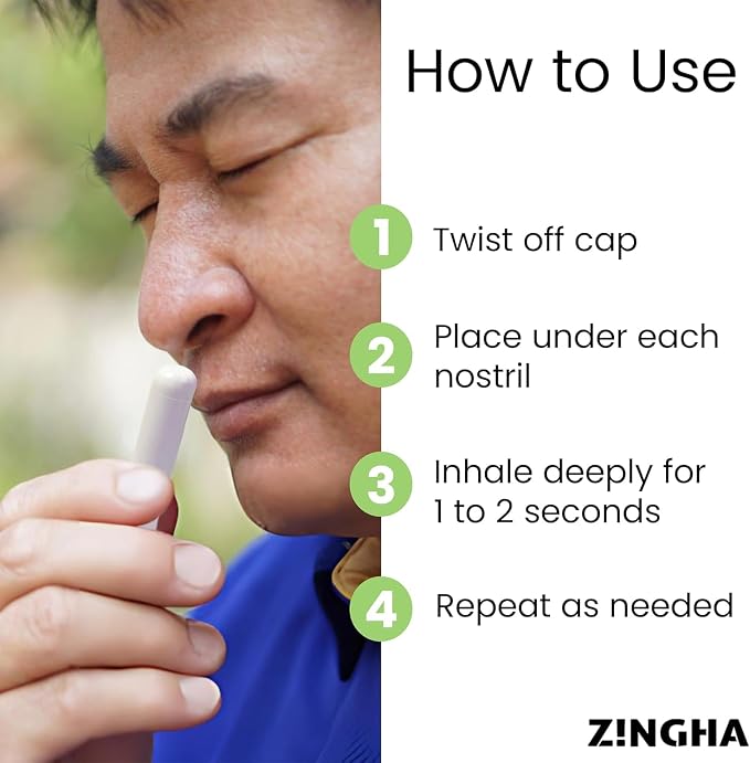 Z!NGHA Natural Aromatherapy Nasal Stick Boost Focus & Enhance Breathing | Portable Sinus Relief & Relaxation Nasal Inhaler Stick | Essential Oil Blend for Stress and Congestion (4PK ESSENTIAL OIL MIX)