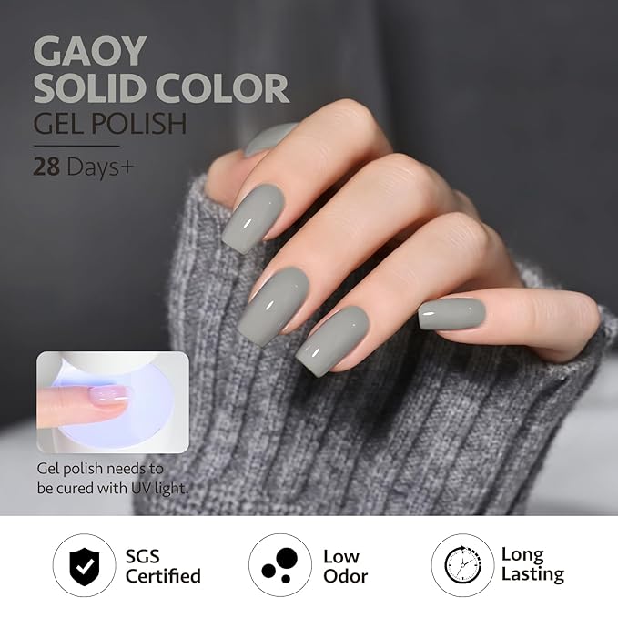 GAOY Gray Gel Nail Polish Set, 6 Colors Nude Brown Beige Soak Off UV Light Cure Gel Polish Kit for Salon and Nail Art DIY at Home