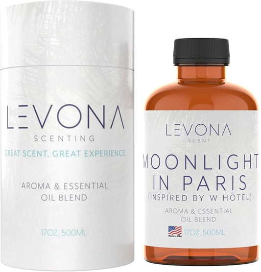 Levona Scent Essential Oil - Luxury Aroma for Home, Office, Hotel & Spa, Ideal for Humidifiers & Diffusers, Hotel Fragrance with Nutmeg, Lemon & Rose - 500ml / 17 fl oz, Moonlight in Paris