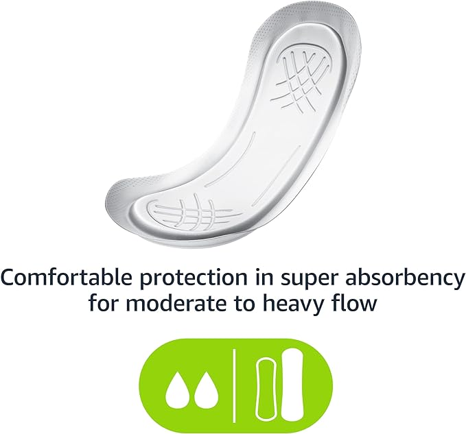 Amazon Basics Maxi Pads for Periods- Thick, Super Absorbency, Unscented, 192 Count, (4 Packs of 48)