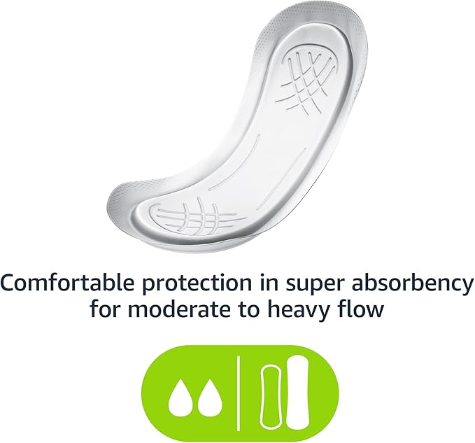 Amazon Basics Maxi Pads for Periods- Thick, Super Absorbency, Unscented, 48 Count (Pack of 2)