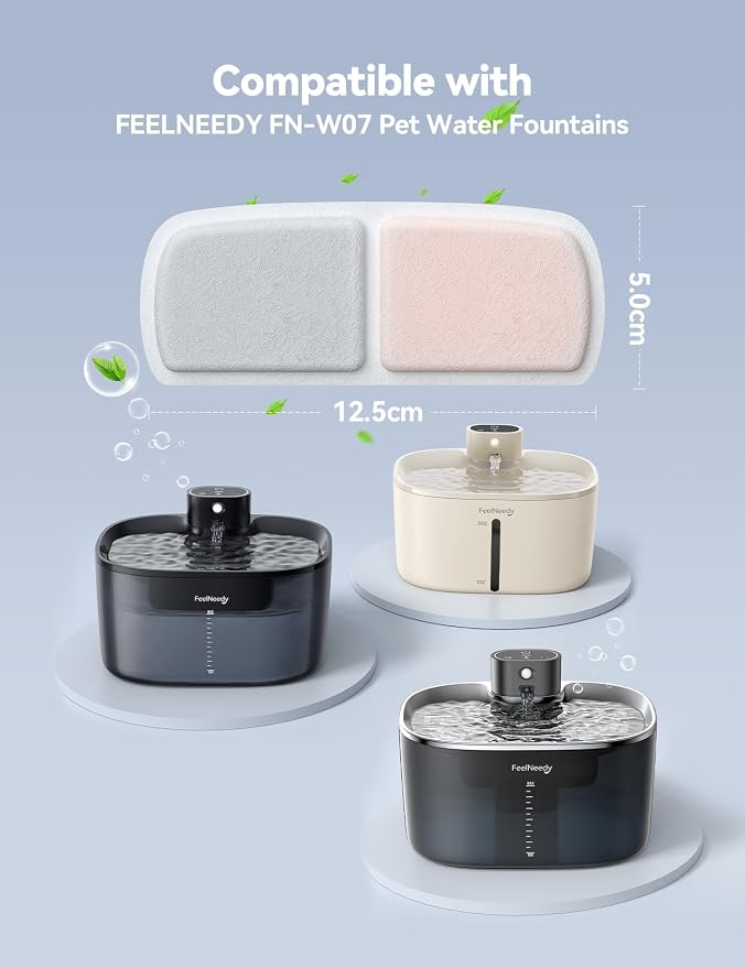 6 Pack Filter for Cat Water Fountain & 6 Pack Sponges Filter Replacement for 135 fl oz/4L Cat Water Fountain FN-W07