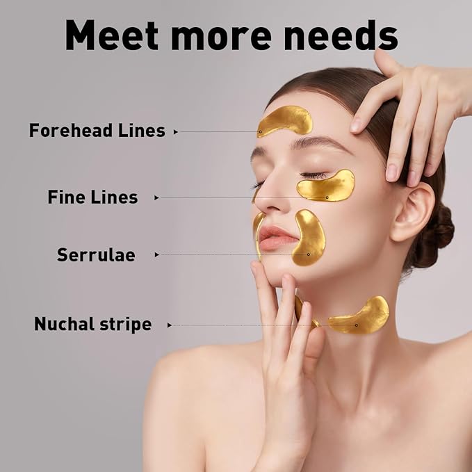 CHMI Under Eye Patches (50 Pairs) - 24K Gold Eye Patches for Puffy Eyes, Dark Circles, EyeBags and Wrinkles, Collagen Skin Care Products, Beauty & Personal Care