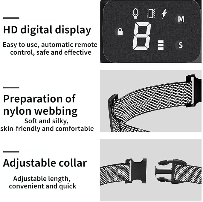 Dog Bark Collar,Rechargeable Smart Barking Collar, Anti Barking Training Collar with Sensitivity Beep Vibration Shock, Bark Shock Collar for Large Medium Small Dogs