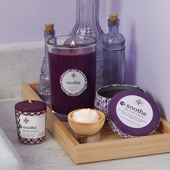 Root Candles Seeking Balance Wood Wick Spa Candle Aromatherapy Candles, 8-Ounce, Soothe: Bay Leaf & Birch