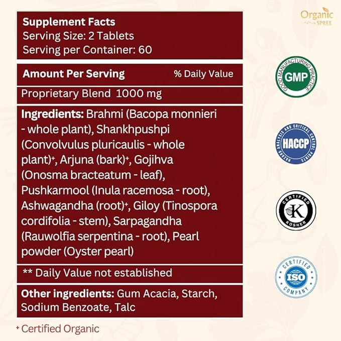 ORGANIC SPREE Mukta Vati 120 Tablets – Ayurvedic Blend – Supports Heart Health & Blood Pressure Balance* - Pack of 3