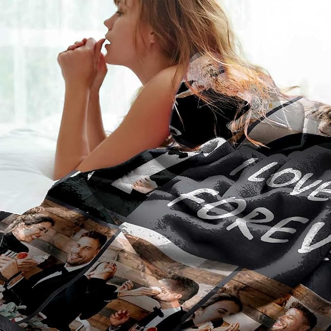 DayOfShe Ships Next Day Photo Blanket Gifts for Wife, Custom Blankets as Girlfriend Boyfriend Gifts- to My Wife Blanket Gifts from Husband, Couples Gifts