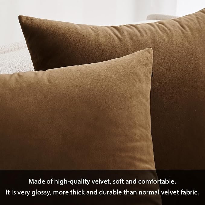 MIULEE 12x20 Inch Lumbar Velvet Throw Pillow Cover Set of 1 Chocolate | Soft Luxury Decorative Throw Pillow Cover, Single Rectangle Cushion Case, Home Decor for Chair Couch Sofa Bedroom Car Bed