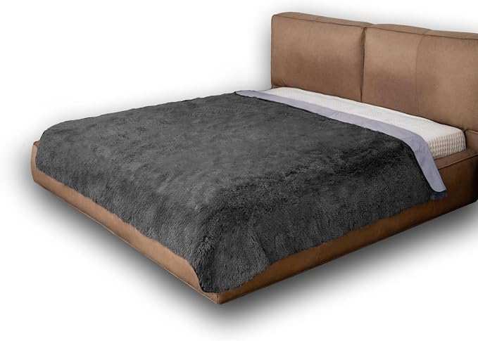 Waterproof Dog Bed Cover, Dog Pad Soft Plush Pet Blanket with Anti-Slip Back for Bed Couch Sofa, Furniture Protector for Small, Medium and Large Dogs and Cats (Dark Gray, 82"x82")