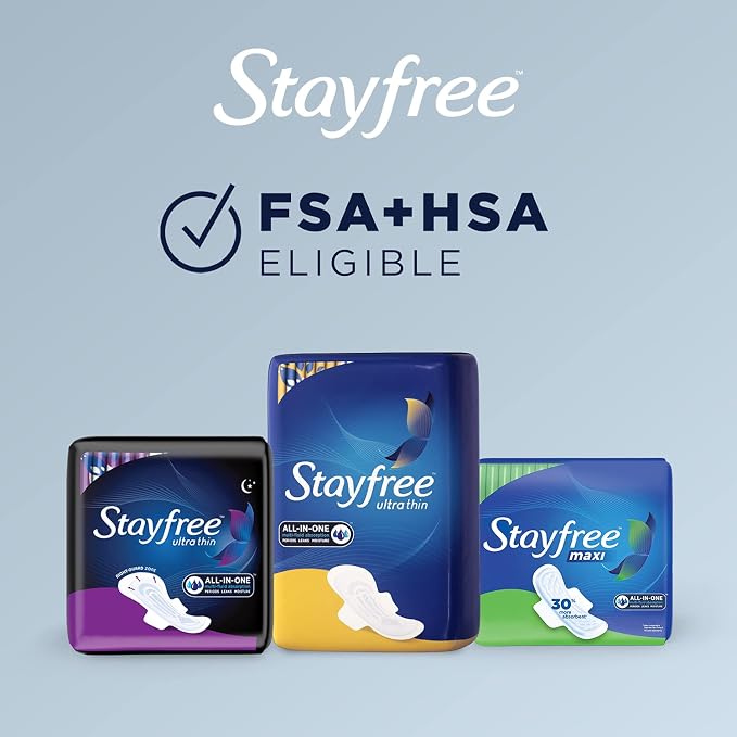 Stayfree Ultra Thin Super Long Pads with Wings For Women, Reliable Protection and Absorbency of Feminine Moisture, Leaks and Periods, 32 count